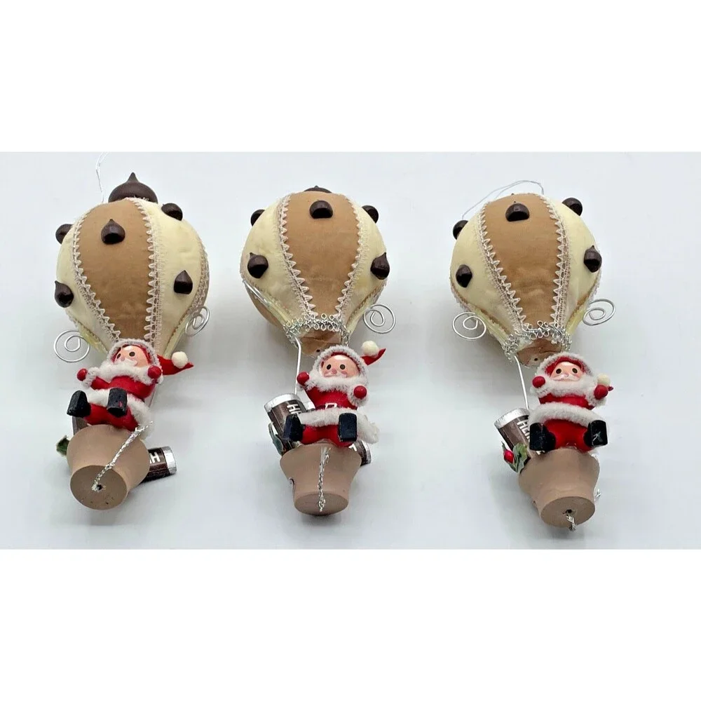 Lot 2 Vintage 1982 Kurt Adler Santa Hershey Kisses Hot Air Balloon Ornaments